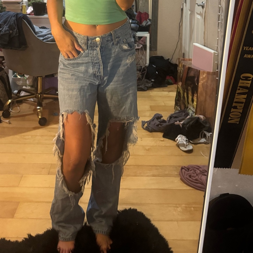 Aeropostale blue baggy ripped jeans